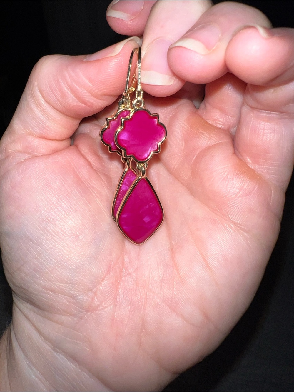 Source Unknown Gold-Tone Pink Drop Dangle Earrings